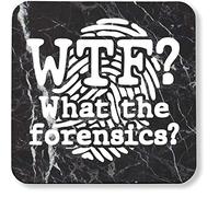 Hippowarehouse WTF? What the Forensics? printed coaster gloss finish durable backing 9cm x 9cm 2 pack