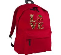 Hippowarehouse Y2K Fashion Leopard Print Love with Red Cherries Cool Girl Aesthetic backpack ruck sack Dimensions: 31 x 42 x 21 cm Capacity: 18 litres