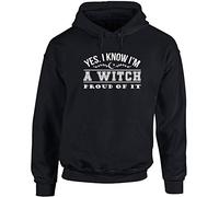 Hippowarehouse Yes. I Know I'm A Witch. Proud of It! Unisex Hoodie Hooded top (Specific Size Guide in Description) Black
