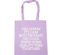 Hippowarehouse Yes, I know it's 2am but, I thought we could spend some quality time together Tote Shopping Gym Beach Bag 42cm x38cm, 10 litres