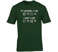 Hippowarehouse Yes, I'm Wearing a Wig no I Don't Care Unisex Short Sleeve t-Shirt (Specific Size Guide in Description) Forest Green