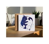 Hippowarehouse Yin Yang Cats Celestial Cosmic Dream Fantasy Personalised Card. 15cm x 15cm with envelope for him for her Funny Cards for Men and Women Blank inside option