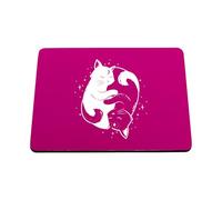 Hippowarehouse Yin Yang Cats Celestial Cosmic Dream Fantasy printed mouse mat pad accessory black rubber base 240mm x 190mm x 60mm