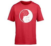 Hippowarehouse yin yang Cats Kids Children's Short Sleeve t-Shirt Red