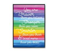 Hippowarehouse You are brave than you believe. Stronger than you seem Printed Poster Wall Art Design Classroom Room Gym Office DÃƒ©cor Frame not included