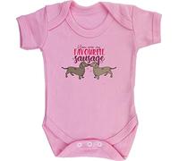 Hippowarehouse You are My Favourite Sausage - Dog Baby Vest Bodysuit (Short Sleeve) Boys Girls Light Pink