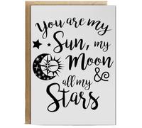 Hippowarehouse You Are My Sun, My Moon & All My Stars Personalised Card A6 with envelope for him for her Funny Cards for Men and Women Blank inside option