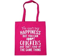 Hippowarehouse You can't buy happiness but you can adopt chickens and that's kind of the same thing Tote Shopping Gym Beach Bag 42cm x38cm, 10 litres