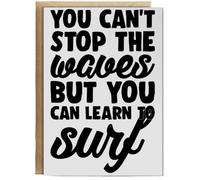 Hippowarehouse You can't stop the waves but you can learn to surf Birthday Card A5 Personalised with envelope for him for her Funny Cards for Men and Women Blank inside option