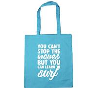 Hippowarehouse You can't stop the waves but you can learn to surf Tote Shopping Gym Beach Bag 42cm x38cm, 10 litres