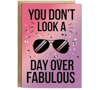 Hippowarehouse You Don’t Look a Day Over Fabulous Birthday Card A5 Personalised with envelope for him for her Funny Cards for Men and Women Blank inside option