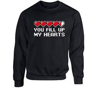 Hippowarehouse You Fill Up My Hearts - Gamer Unisex Jumper Sweatshirt Pullover (Specific Size Guide in Description) Black