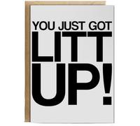 Hippowarehouse You just got litt up Birthday Card A5 Personalised with envelope for him for her Funny Cards for Men and Women Blank inside option