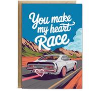 Hippowarehouse You make my heart race Birthday Card A5 Personalised with envelope for him for her Funny Cards for Men and Women Blank inside option