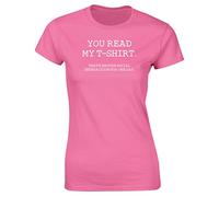 Hippowarehouse You Read My Tshirt That's Enough Social Interaction for Today. Womens Fitted Short Sleeve t-Shirt Pink
