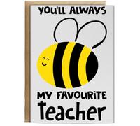 Hippowarehouse You'll always bee my favourite teacher Personalised Card A6 with envelope for him for her Funny Cards for Men and Women Blank inside option
