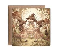 Hippowarehouse Young witches casting spells Personalised Card. 15cm x 15cm with envelope for him for her Funny Cards for Men and Women Blank inside option