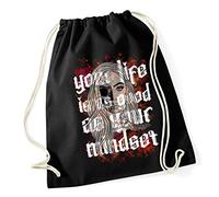 Hippowarehouse Your life is as good as your mindset - skull face tattoo Drawstring Cotton School Gym Bag 37cm x 46cm, 12 litres