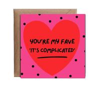 Hippowarehouse You're my fave 'It's complicated' Happy Valentine's situationship Personalised Card. 15cm x 15cm with envelope for him for her Funny Cards for Men and Women Blank inside option