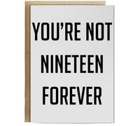 Hippowarehouse You're not 19 forever Birthday Card A5 Personalised with envelope for him for her Funny Cards for Men and Women Blank inside option