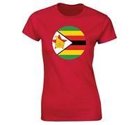 Hippowarehouse Zimbabwe Flag Womens Fitted Short Sleeve t-Shirt (Specific Size Guide in Description) Red