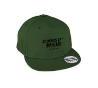 Hippowarehouse Zombies eat Brains (You're Safe) Premium Printed 5 Panel Flat Peak Cotton Snapback OneSize Adults Bottle Green