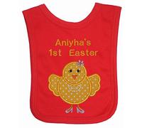 Hippy Chick Easter Personalised Applique Bib (Red)