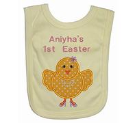 Hippy Chick Easter Personalised Applique Bib (Soft Lemon)