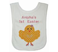 Hippy Chick Easter Personalised Applique Bib (White)