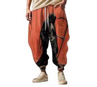 Hippy Gypsy Trousers Mens, Baggy Gym Trousers Men Casual Hippie Harem Pants Loose Drop Crotch Trousers Cotton Harem Hippy Pants Wide Leg Sweatpants Drawstring Fashion Streetwear Pants