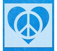 Hippy Love Heart Peace Symbol Stencil: Mylar Airbrush Wall Art Painting Crafts -A6 Stencil - Design Size (71 x 65 mm)
