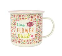Hippy Mug 'Live Wild Flower Child' Floral Fiesta Fun Enamel Mug