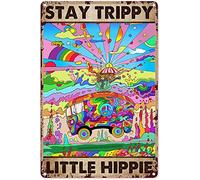 Hippy Wall Art Men Peace Sign Decor Indie Room Decor Hippy Hippie Wall Decor Hippie Decorations Hippie Car Stay Trippy Little Hippie Vertical Poster Hippy Wall Art for Bedroom,Metal Sign 8x12 Inch