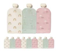 Hippypotamus Reusable Baby Food Pouches - 12 Pack - Baby Food Storage - Pouches Toddler - Refillable Squeeze Pouch for Kids (SAGE/Blush/Nude)