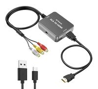 Hiprorca RCA to HDMI Converter, AV to HDMI Converter Adapter, Composite CVBS Video Audio Converter Adapter for N64/PS2/STB/VHS/VCR/DVD, (Includes HDMI Cable)