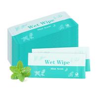 Hipruict Individual Hand Wipes, 50 Pcs Wet Wipes Individually Wrapped, Wet Napkins Travel Size for Wedding, Barbecue, Restaurant, Mint Scent