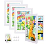 Hipsignal Kids Art Frames, 4 Pack A4 Photo Frame for 150 Pictures, Fillable Front Opening Kids Artwork Display Frame with Mount for Hang or Stand Display Children's Drawings(White)