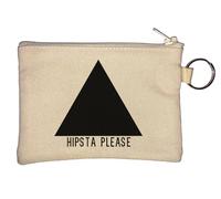 Hipsta Please Hipster Pease Black Triangle Pyramid Logo Key Chain Coin Purse Beige