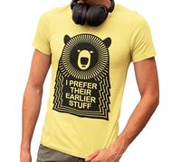 Hipster Bear T Shirt - Screen Printed Graphic Design - Men's Band Rock Indie Clothing - Vinyl Record Lovers Gifts - Soft Cotton XXL Pineapple