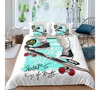 Hipster Bedding Set Kids Boys Teens Skateboard Duvet Cover Youth Extreme Sport Bedding Set Street Culture Quilt Cover,Room Decor 2Pcs Comforter Cover Set Single Size