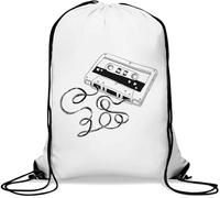 Hipster Cassette Tape Art Retro Vintage Gym Sack Casual Drawstring Bag White