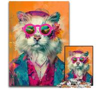 Hipster Cat Animal Fashion1000 Pieces Puzzle Gifts Impossible Jigsaw Puzzles for Adults Ideal And Home Decor 1000 PCS(38x26cm)
