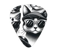 Hipster-Cats-Sunglasses 12 Pack Guitar Picks With 3 Thicknesses And Storage Box, Abs Plectrums For Electric Bass Guitar Players