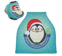 Hipster Christmas Penguin Baby Car Seat Cover Canopy Stretchy Nursing Covers Breathable Windproof Winter Scarf for Infant Breastfeeding Boys Girls
