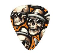 Hipster-Cool-Shark-Skull 12 Pack Guitar Picks With 3 Thicknesses And Storage Box, Abs Plectrums For Electric Bass Guitar Players