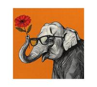 Hipster Elephant Bloom Canvas Poster Bedroom Decor Landscape Office Room Decor Gift 16x16inch(40x40cm)