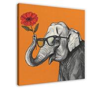 Hipster Elephant Bloom Canvas Poster Wall Art Decor Print Picture Paintings for Living Room Bedroom Decoration 24x24inch(60x60cm)