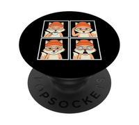 Hipster Fox Moods Photo Booth Woodland Animal Forest Lover PopSockets Adhesive PopGrip