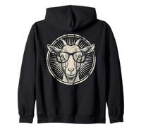 Hipster Goat With Glasses Vintage Retro Farm Animal Zip Hoodie