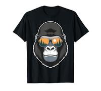 Hipster Gorilla Sunglasses Silhouette Wild Forest Nature Art T-Shirt